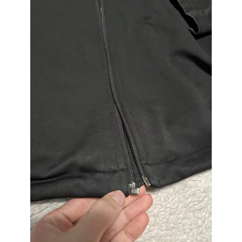 North Face Men's Large Solid Black Full Zip Jacket Hood Polyester READ